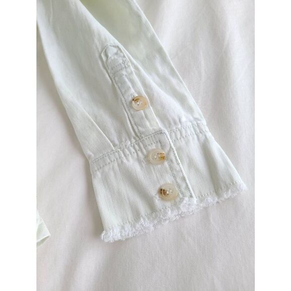 Sandrine Rose Denim Button Up Shirt Women's Medium White Long Sleeve 100% Cotton - Picture 6 of 10